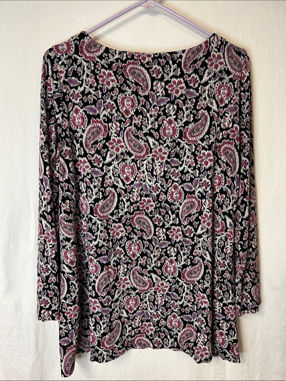 JJill Women's Black Floral Paisley Scoop Neck Top - Size L Pink & Purple - Picture 6 of 10